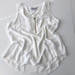White silk-like polyester tank top